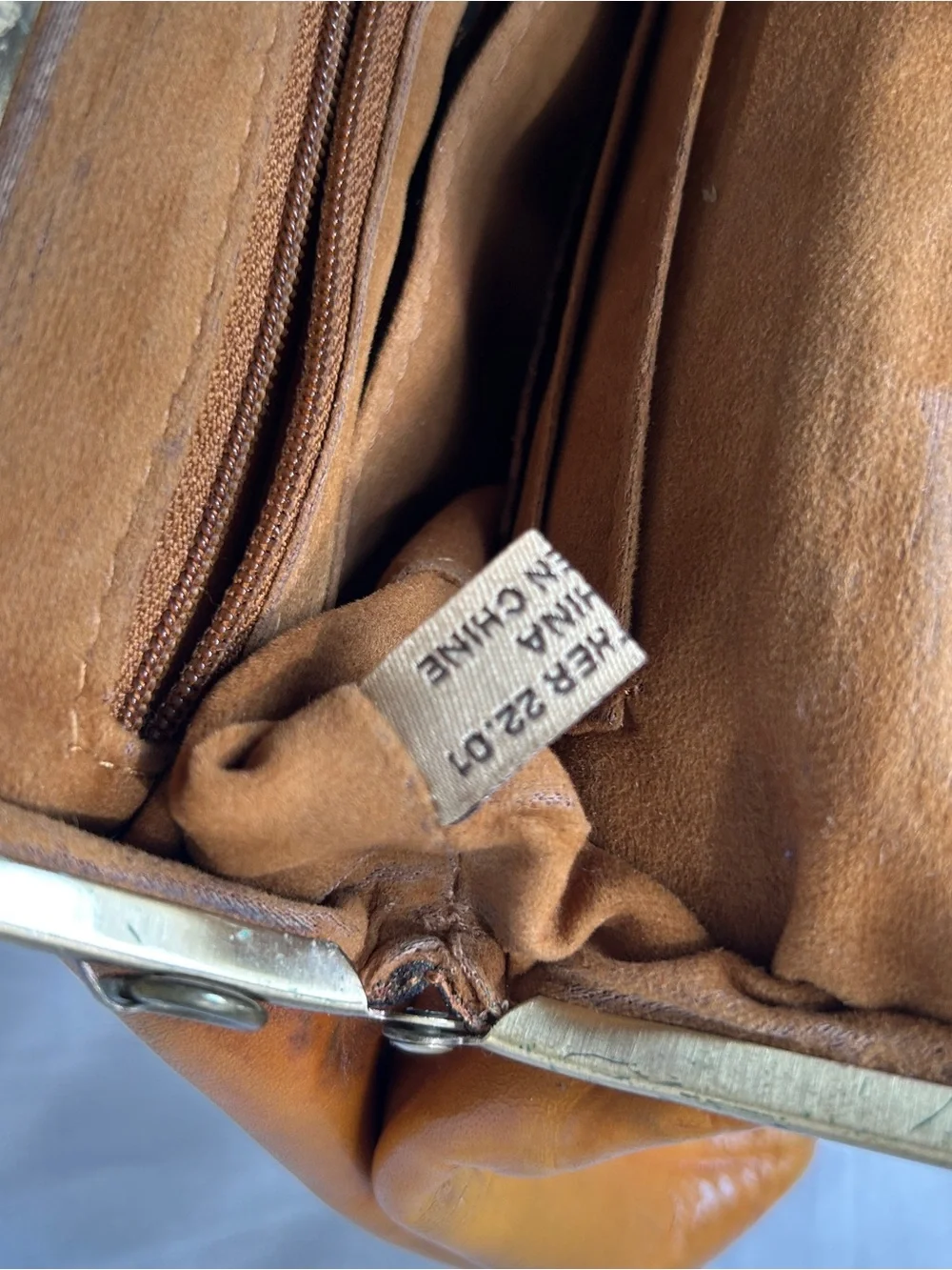 Patricia Nash 100% full-grain tan Italian leather small clutch